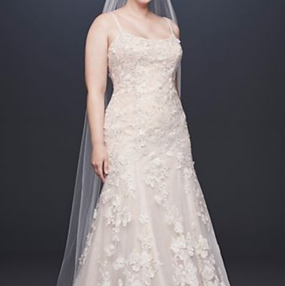 3D flower wedding dress!Oleg Cassini-Davis bridal!